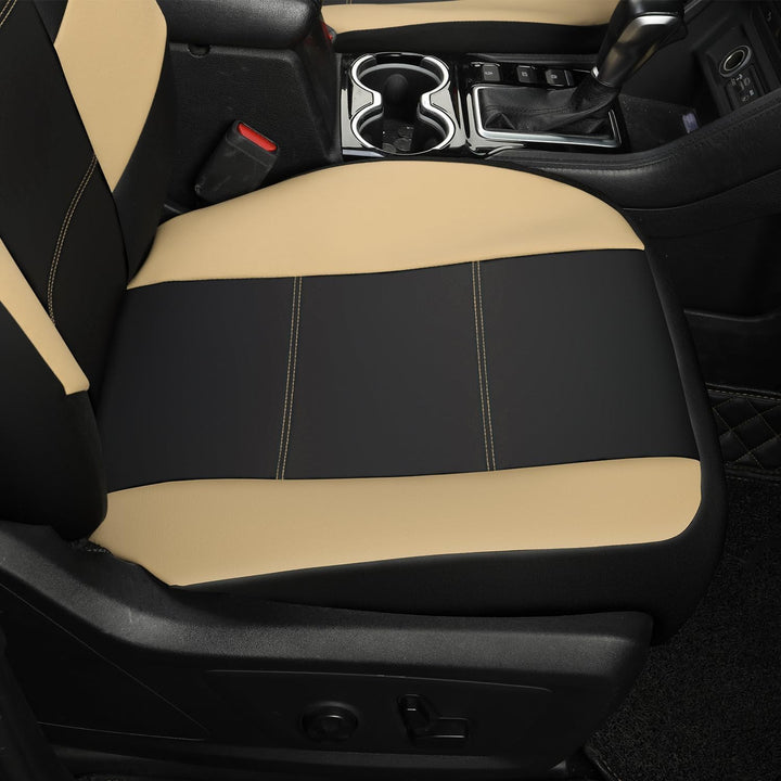Premium  Leather Front Car Seat Covers for Audi, Mercedes, BMW - 2-Pack (Beige)