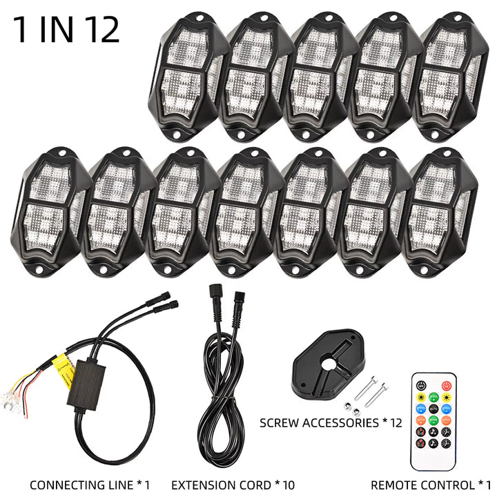 Vibrant LED Rock Lights - Transform Your Truck, SUV, or ATV with Stunning Ambient Illumination!