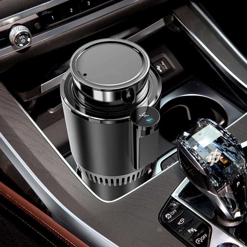 2-in-1 Smart Car Cup Warmer & Cooler - Versatile Auto Mug Holder for Hot & Cold Drinks (Black)
