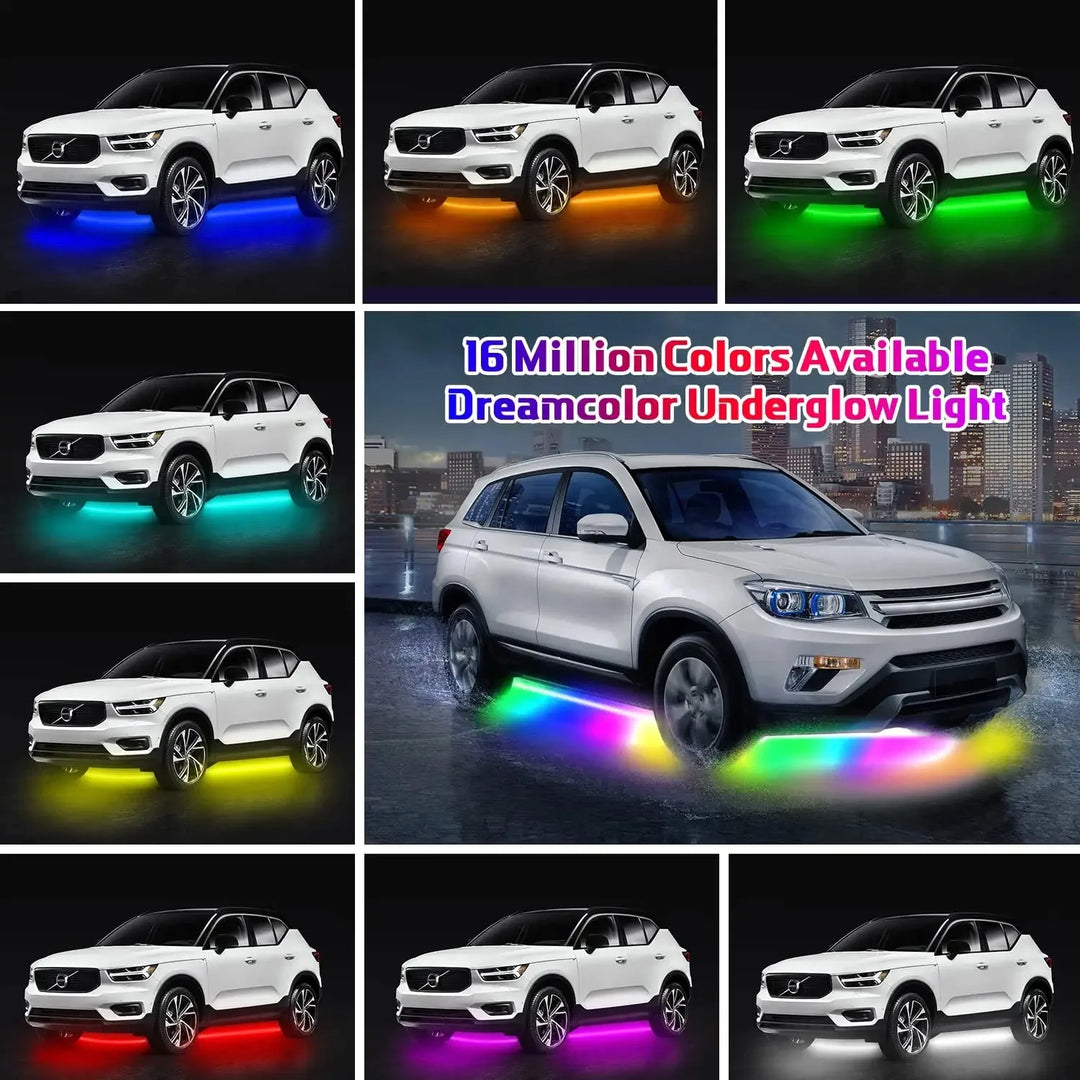Vibrant Neon LED RGB Car Underglow Lights - Remote & App Control, Flexible Waterproof Underbody Strip for Stunning Car Decoration