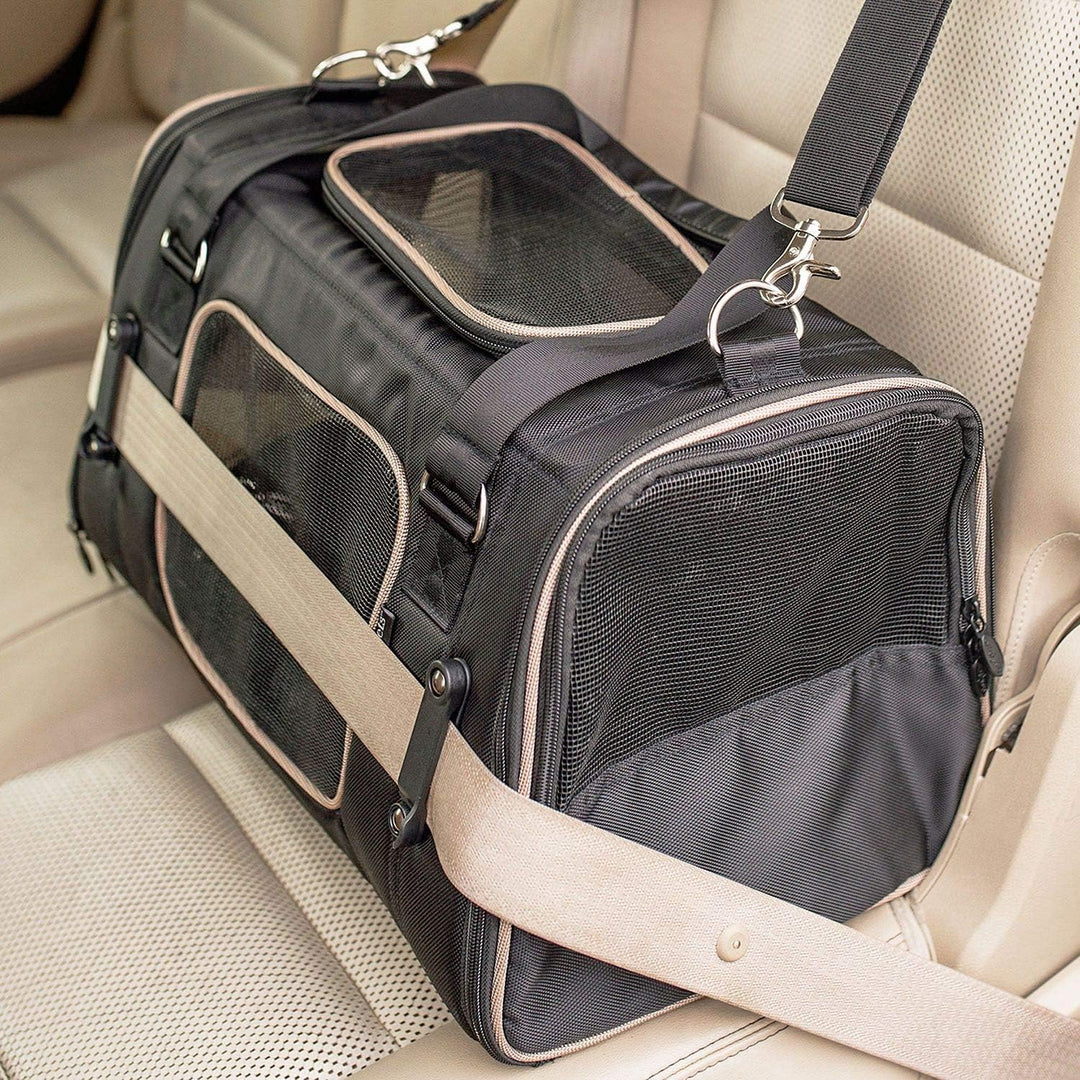 Commuter Pet Carrier & Car Seat - Stylish Black Design for Safe Travels
