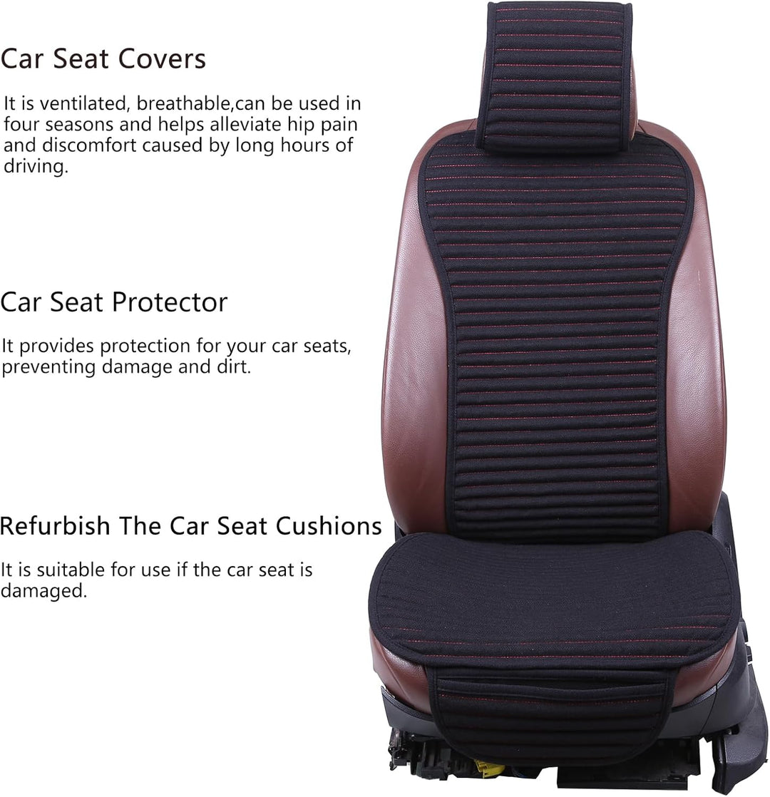 Premium Black Car Seat Covers - Universal Fit, Airbag Compatible, Breathable Buckwheat Hull Fabric for Ultimate Comfort and Cooling