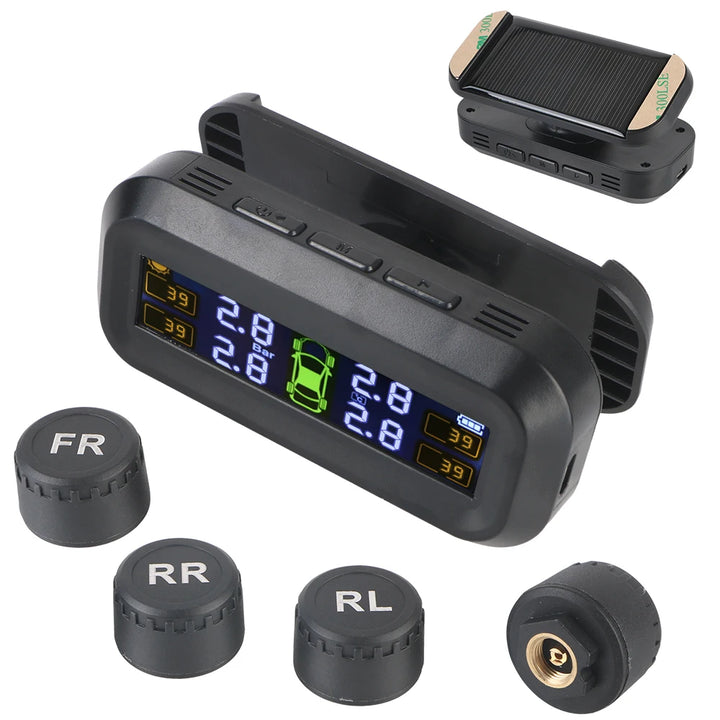 Revolutionary Tire Pressure Monitoring System with 4 External Sensors - Maximize Safety and Performance!