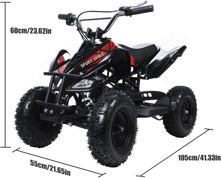 Gas-Powered 49Cc ATV Quad for Kids and Adults - Off-Road 4WD Ride-On Car for Beach Adventures - Perfect for Boys and Girls - Sleek Black Design