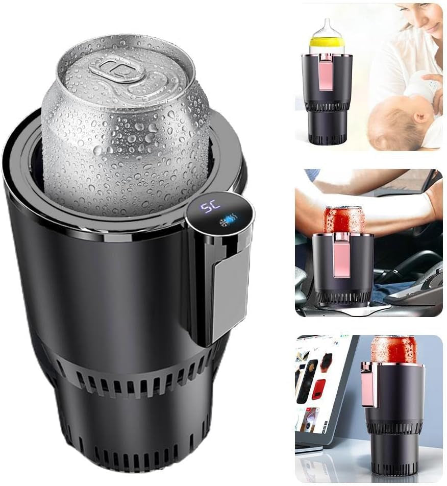 2-in-1 Smart Car Cup Warmer & Cooler - Versatile Auto Mug Holder for Hot & Cold Drinks (Black)