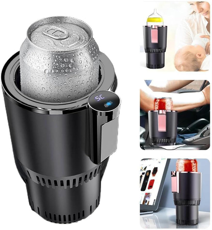 2-in-1 Smart Car Cup Warmer & Cooler - Versatile Auto Mug Holder for Hot & Cold Drinks (Black)