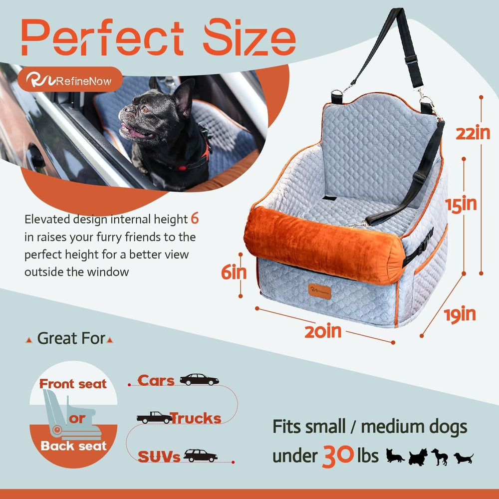 Premium Dog Car Seat Booster for Small/Medium Dogs Up to 30lbs - Ultimate Safety and Comfort!