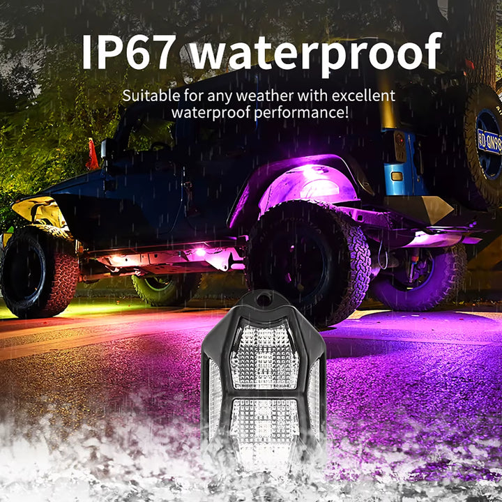 Vibrant LED Rock Lights - Transform Your Truck, SUV, or ATV with Stunning Ambient Illumination!