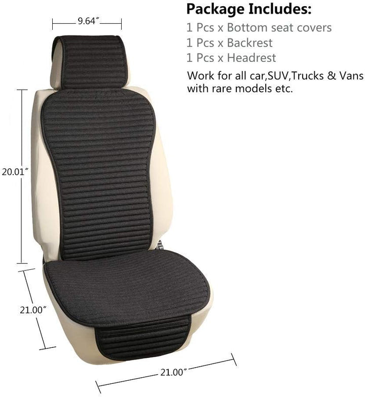 Premium Black Car Seat Covers - Universal Fit, Airbag Compatible, Breathable Buckwheat Hull Fabric for Ultimate Comfort and Cooling