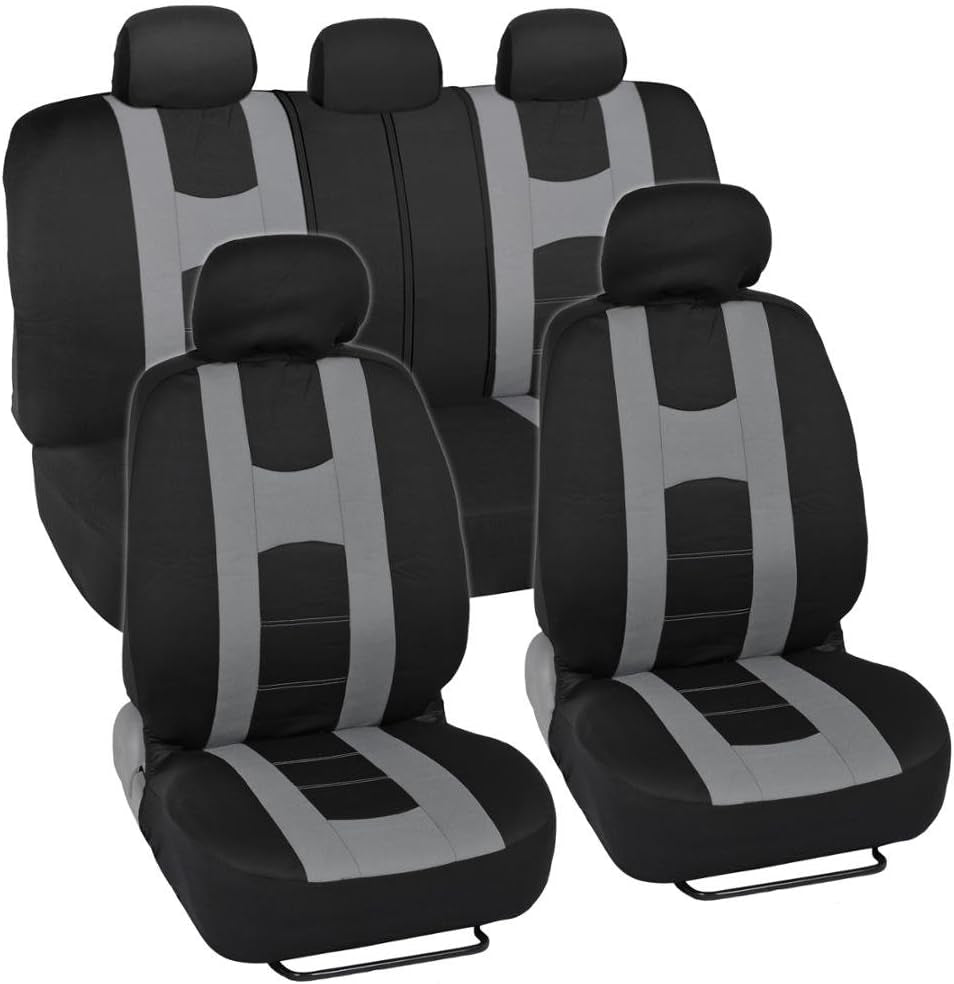 Premium Autosport Charcoal Car Seat Covers & Heavy Duty Rubber Floor Mats - Ultimate All-Weather Protection for Cars, SUVs, and Trucks