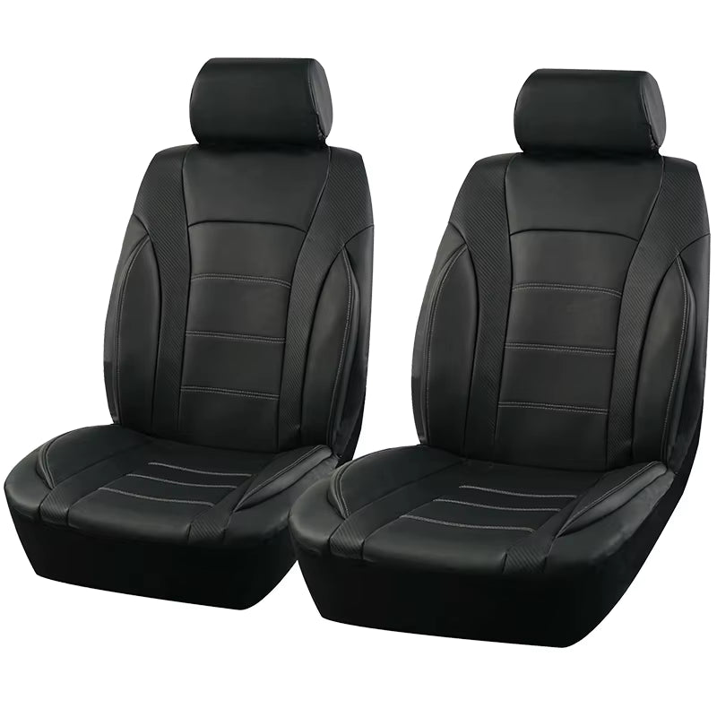 Elevate Your Ride: Premium Luxury Black Leather & Carbon Fiber Universal Car Seat Covers
