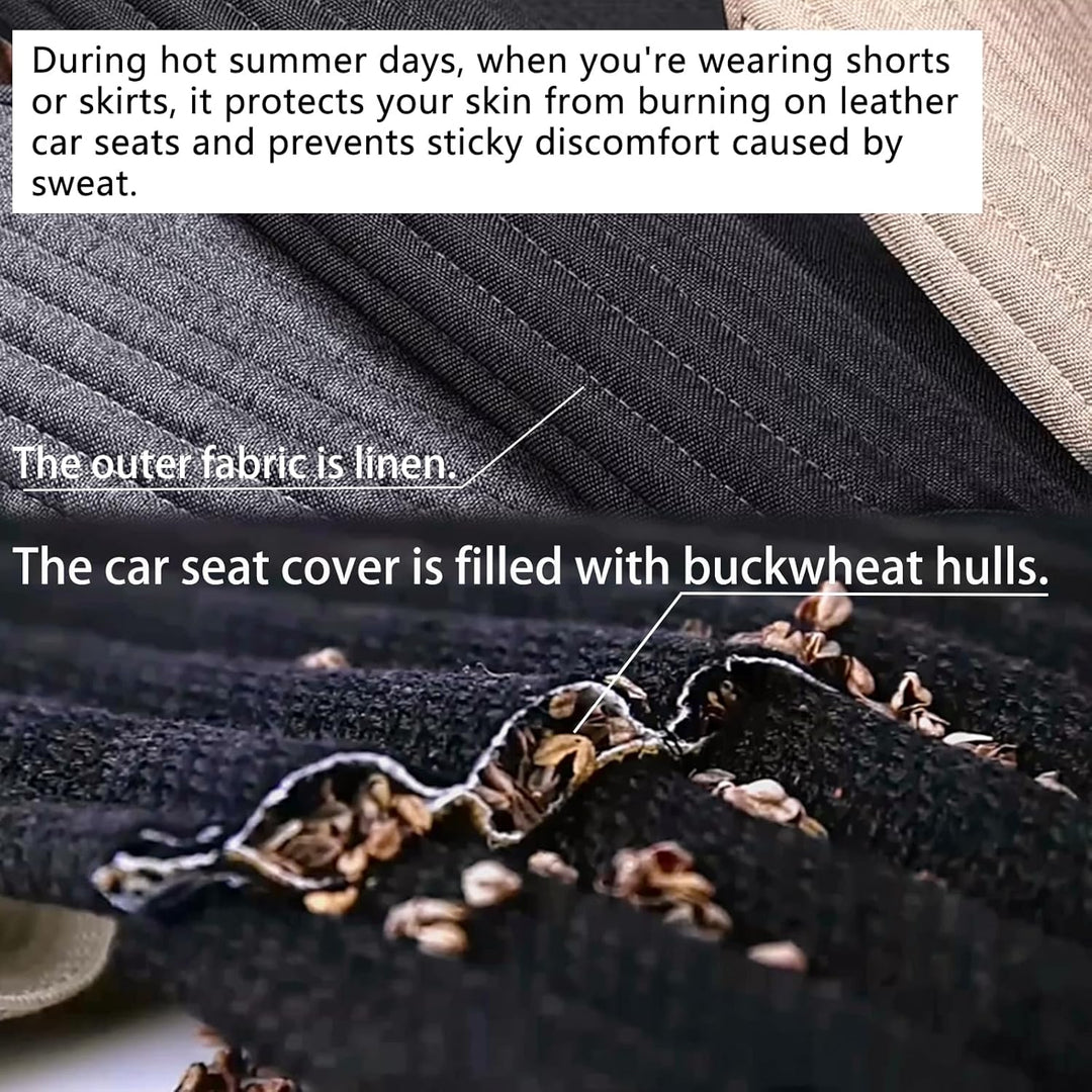 Premium Black Car Seat Covers - Universal Fit, Airbag Compatible, Breathable Buckwheat Hull Fabric for Ultimate Comfort and Cooling