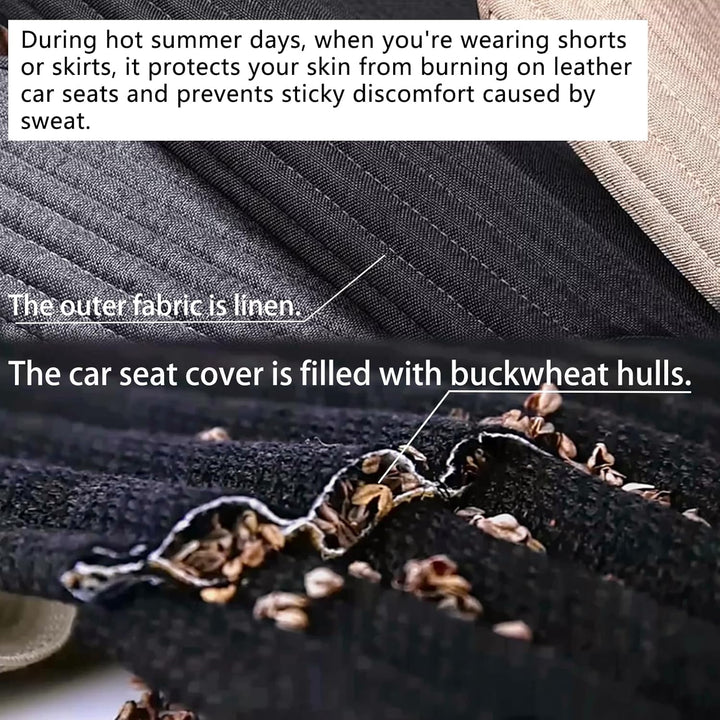 Premium Black Car Seat Covers - Universal Fit, Airbag Compatible, Breathable Buckwheat Hull Fabric for Ultimate Comfort and Cooling