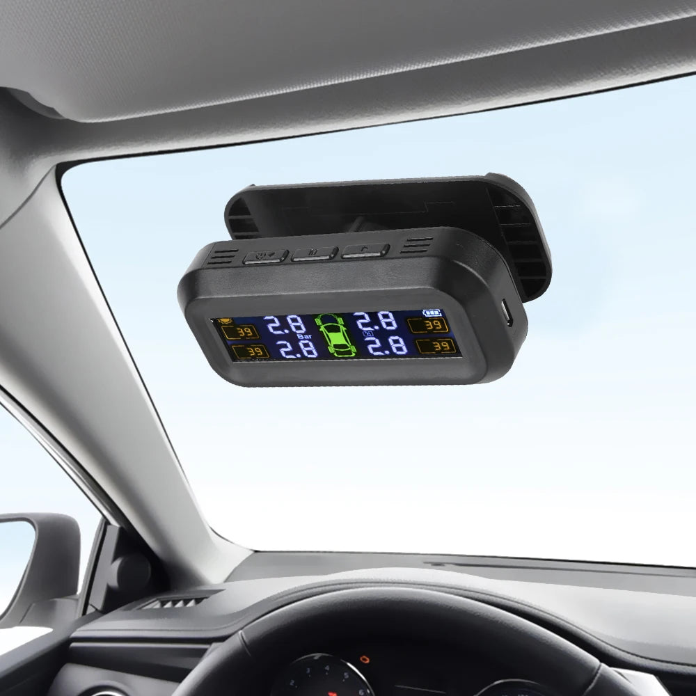 Revolutionary Tire Pressure Monitoring System with 4 External Sensors - Maximize Safety and Performance!