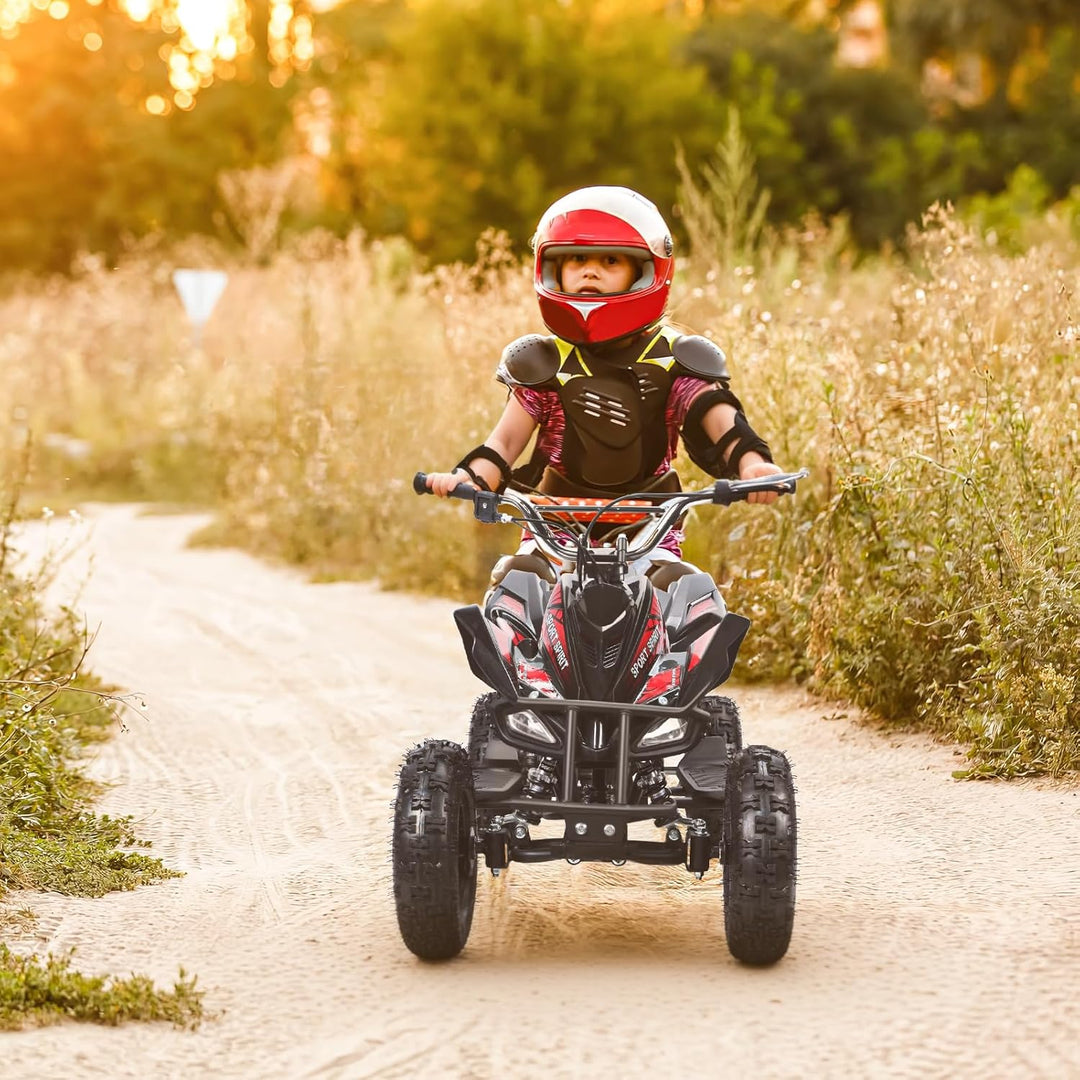 Gas-Powered 49Cc ATV Quad for Kids and Adults - Off-Road 4WD Ride-On Car for Beach Adventures - Perfect for Boys and Girls - Sleek Black Design