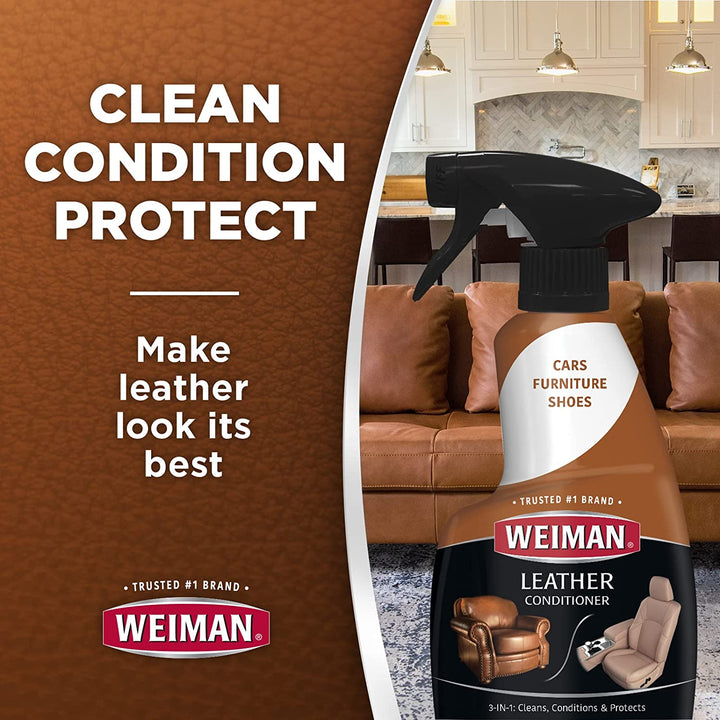 Premium Leather Conditioner & Cleaner - 6 Pack, 22 Oz - Restores & Protects Furniture, Car Seats, Shoes & More from Cracking & Fading