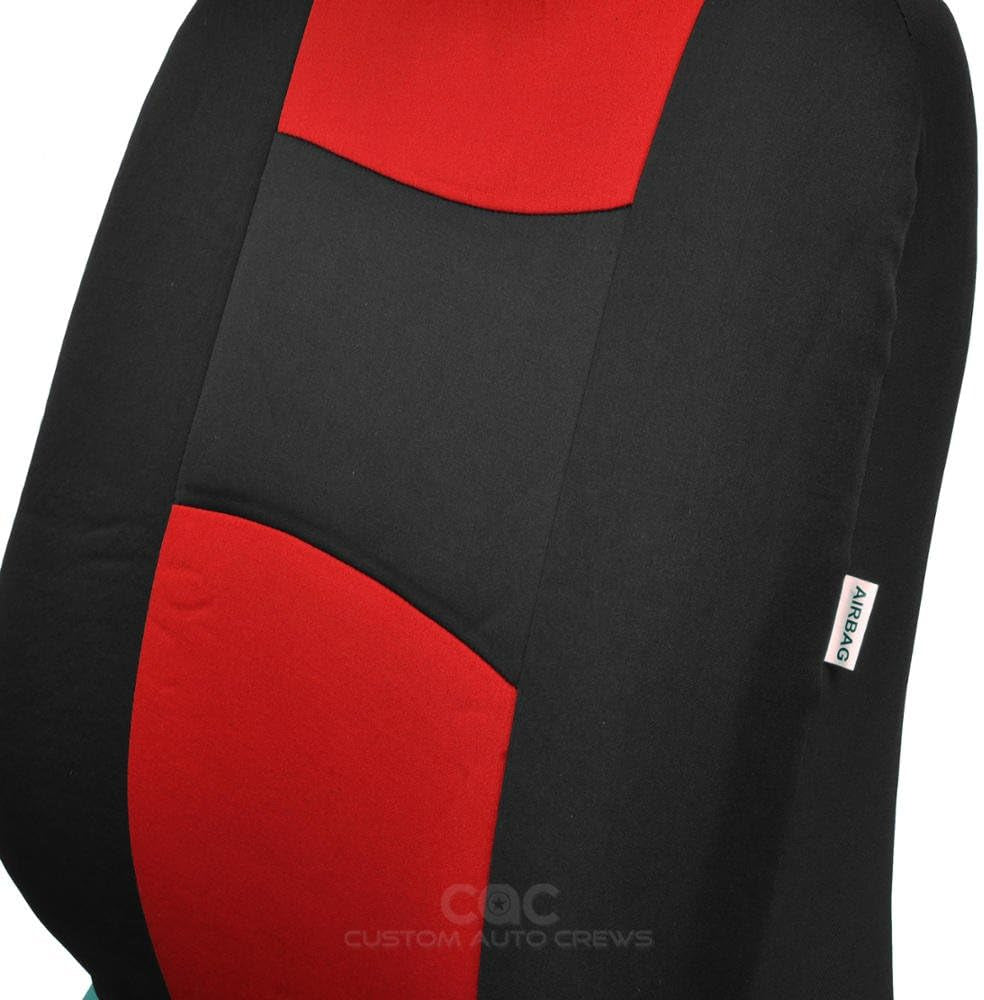 Ultimate Black & Red Car Seat Covers Full Set with All-Weather Rubber Floor Mats - Total Protection for Front & Rear Split Bench Seats