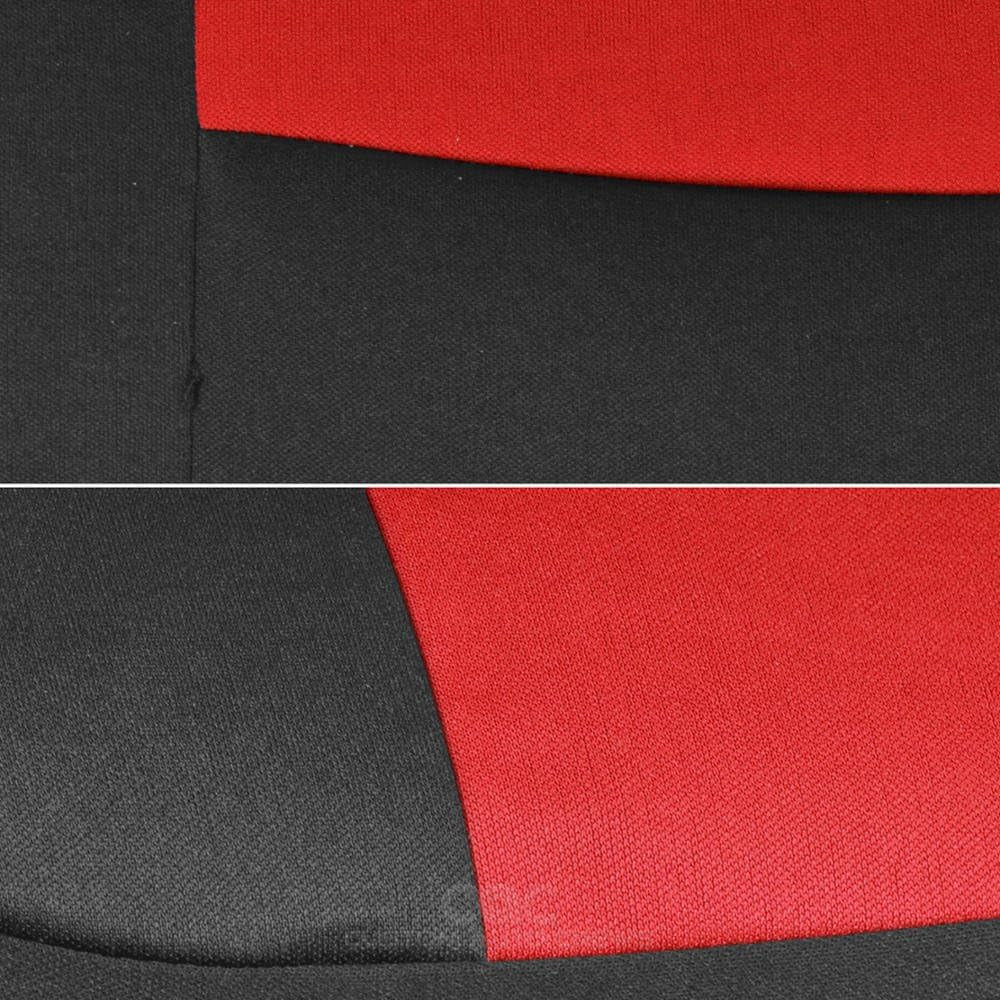 Ultimate Black & Red Car Seat Covers Full Set with All-Weather Rubber Floor Mats - Total Protection for Front & Rear Split Bench Seats