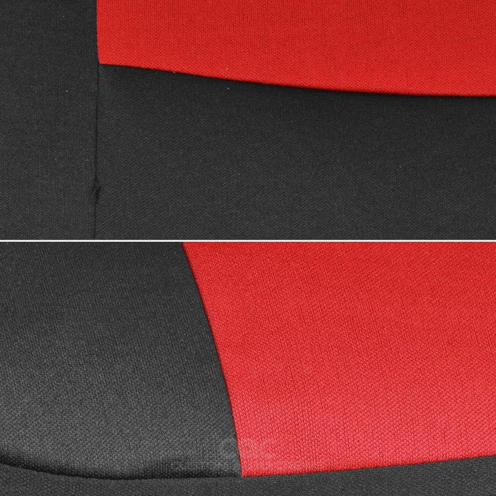 Ultimate Black & Red Car Seat Covers Full Set with All-Weather Rubber Floor Mats - Total Protection for Front & Rear Split Bench Seats