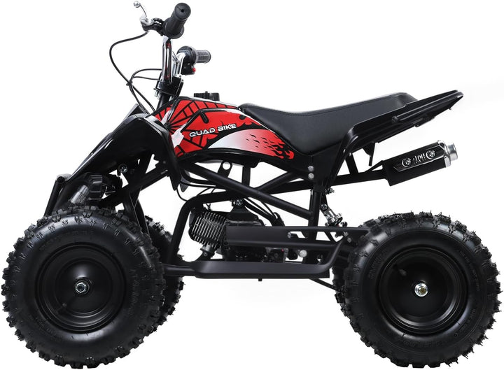 Gas-Powered 49Cc ATV Quad for Kids and Adults - Off-Road 4WD Ride-On Car for Beach Adventures - Perfect for Boys and Girls - Sleek Black Design