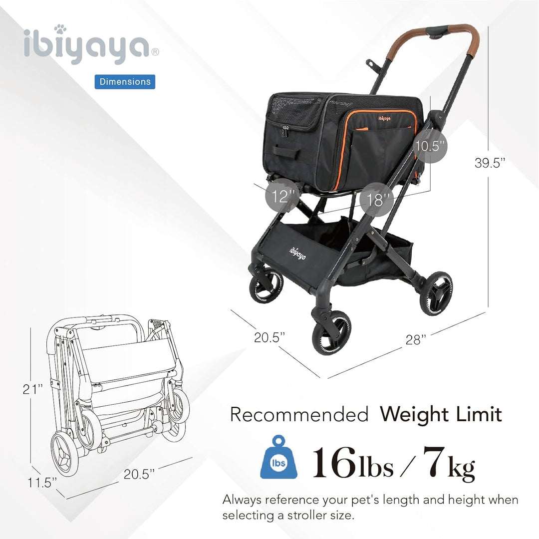 3-in-1 Convertible Pet Carrier & Stroller - Travel-Friendly Design for Cats & Dogs up to 17 lbs - Sleek Black
