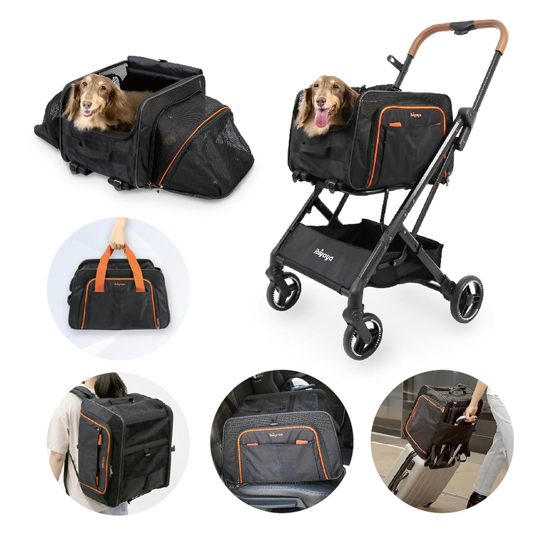 3-in-1 Convertible Pet Carrier & Stroller - Travel-Friendly Design for Cats & Dogs up to 17 lbs - Sleek Black