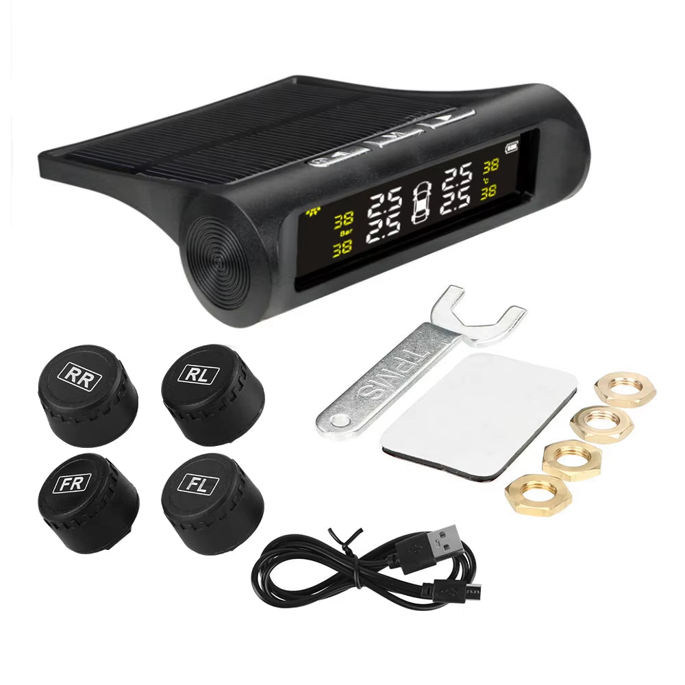 Revolutionary Tire Pressure Monitoring System with 4 External Sensors - Maximize Safety and Performance!