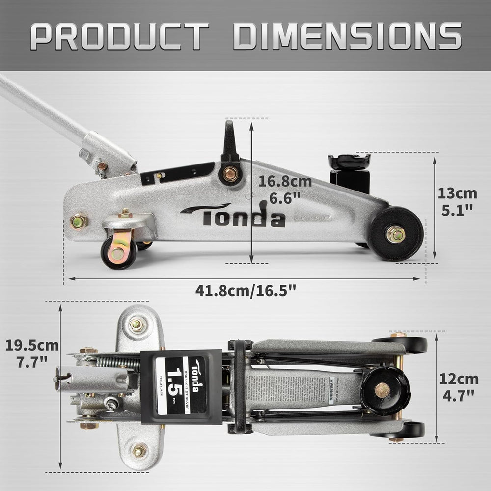 Premium 1.5 Ton Hydraulic Portable Floor Jack - Effortless Car Lifting (3000 lb Capacity) - Sleek Silver Design