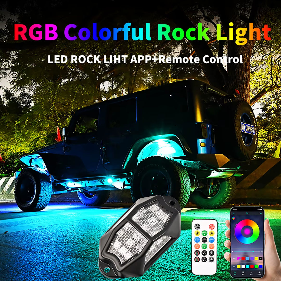 Vibrant LED Rock Lights - Transform Your Truck, SUV, or ATV with Stunning Ambient Illumination!