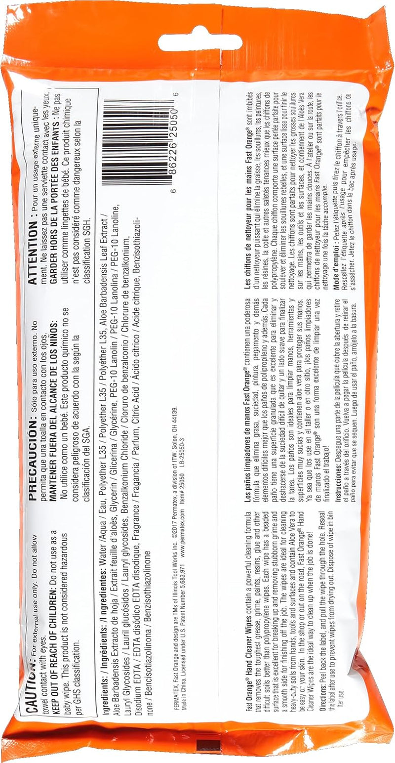 Heavy Duty Hand Cleaner Wipes - 25 Count, Perfect for Mechanics to Remove Grease, Oil, and Exhaust Fumes