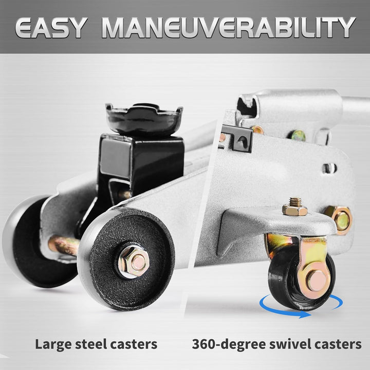 Premium 1.5 Ton Hydraulic Portable Floor Jack - Effortless Car Lifting (3000 lb Capacity) - Sleek Silver Design