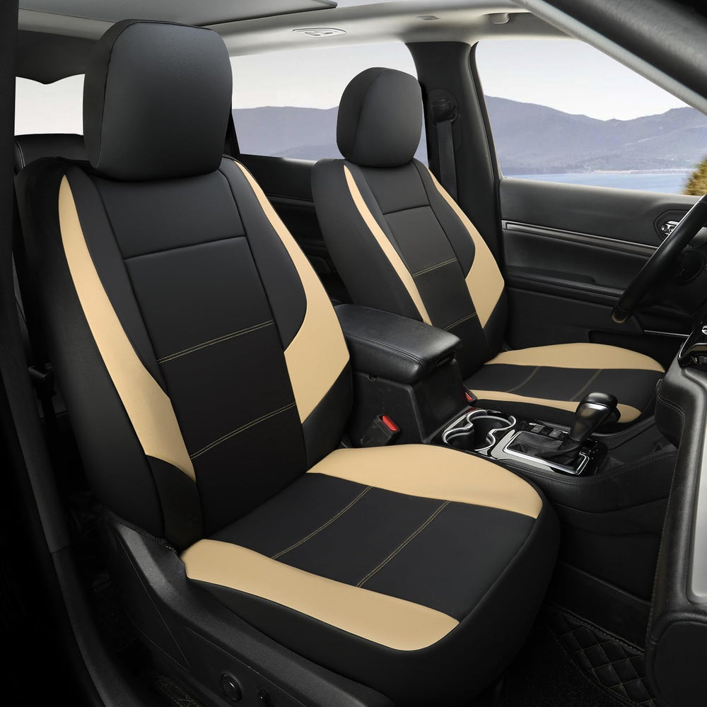 Premium  Leather Front Car Seat Covers for Audi, Mercedes, BMW - 2-Pack (Beige)