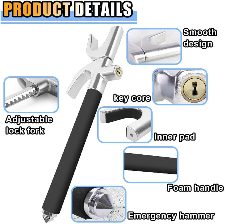 Ultimate Car Steering Wheel Lock - Premium Anti-Theft Security Device with Retractable Design, 3 Keys & Safety Hammer - Universal Fit for Cars, Trucks, SUVs & Vans (Black)