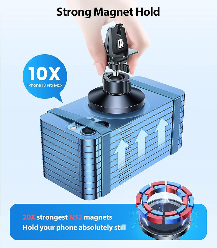 Upgraded Magnetic Car Phone Holder for MagSafe - Strongest Magnet Power, 360 Adjustable Vent Mount for iPhone 16 Pro Max, 15, 14, 13, 12, Plus & Mini