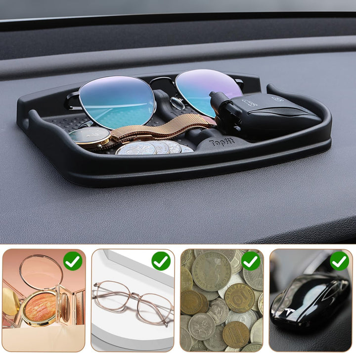 Anti-Slip Car Dash Grip Pad - Secure Your Phone, Keys & Sunglasses in Style (Black)