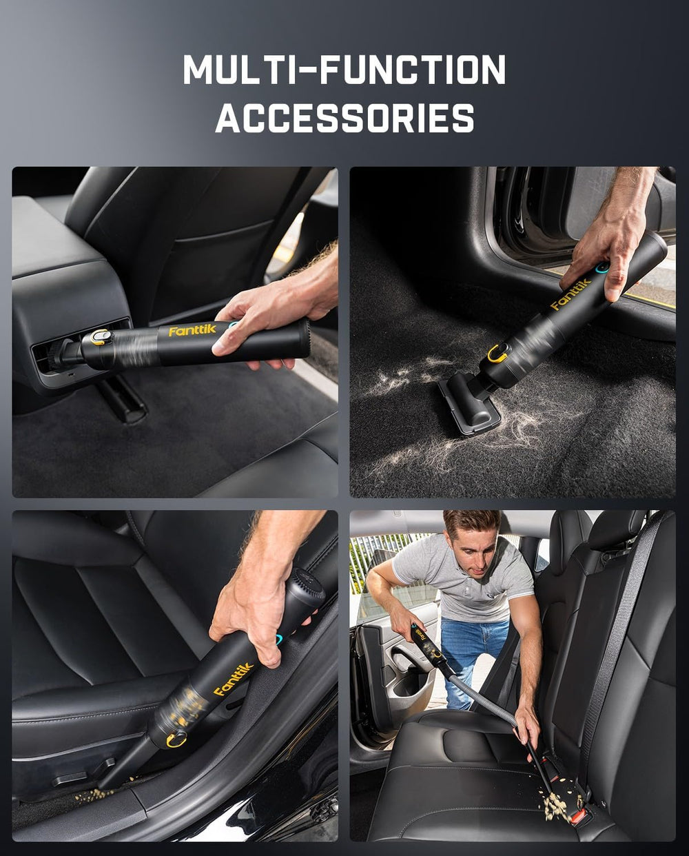 Slim V8 Mate Cordless Car Vacuum - Powerful 12000Pa Suction, Portable Mini Design with Flexible Hose & Pet Brush, Type-C Charge - Perfect for Car, Office, and Keyboards - Sleek Black Finish