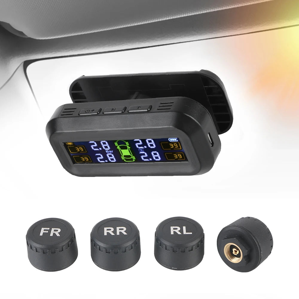 Revolutionary Tire Pressure Monitoring System with 4 External Sensors - Maximize Safety and Performance!