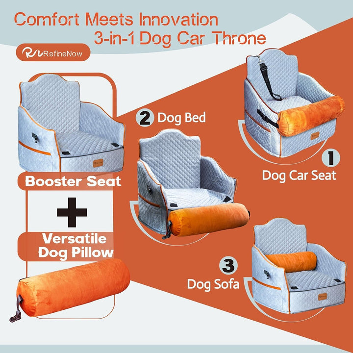 Premium Dog Car Seat Booster for Small/Medium Dogs Up to 30lbs - Ultimate Safety and Comfort!
