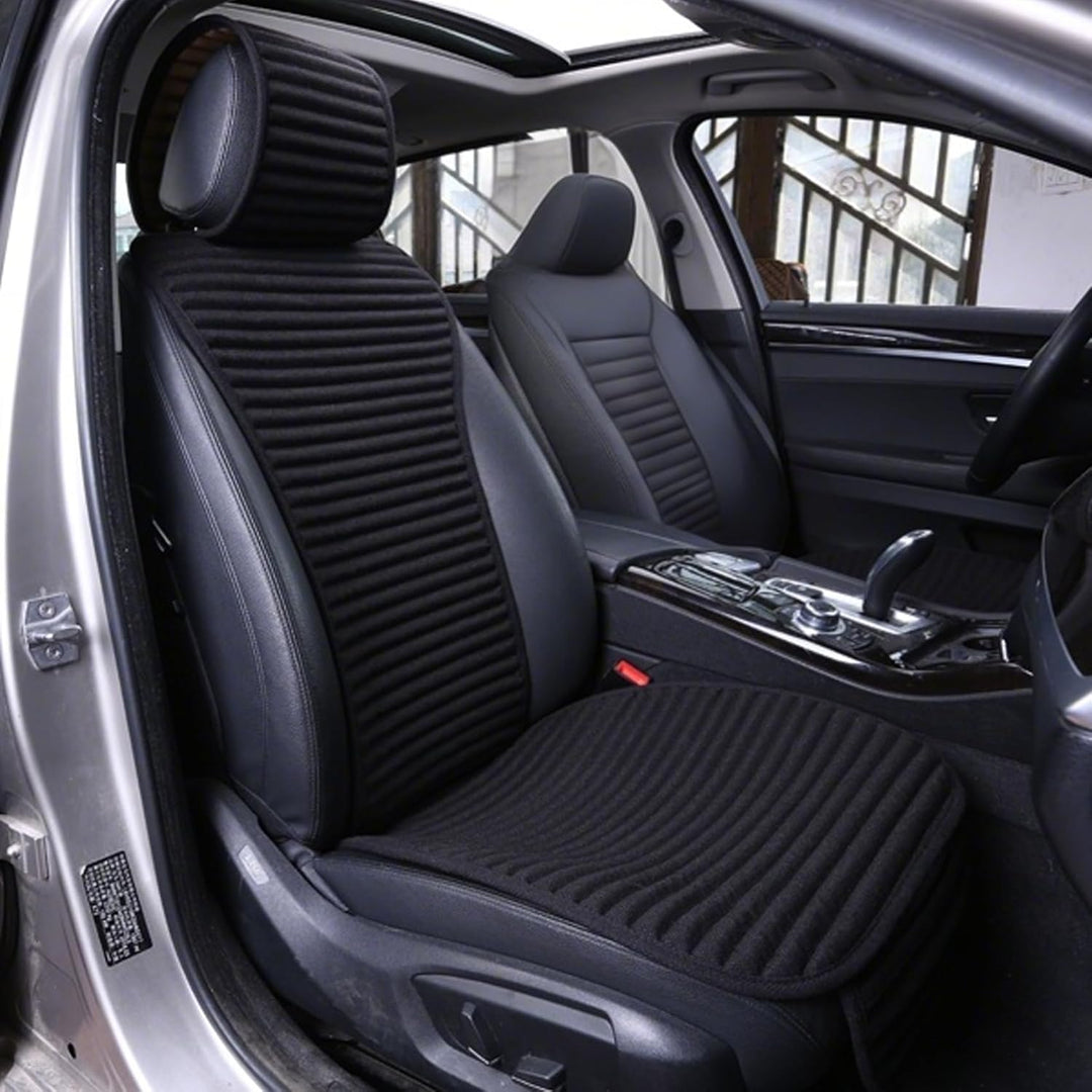 Premium Black Car Seat Covers - Universal Fit, Airbag Compatible, Breathable Buckwheat Hull Fabric for Ultimate Comfort and Cooling