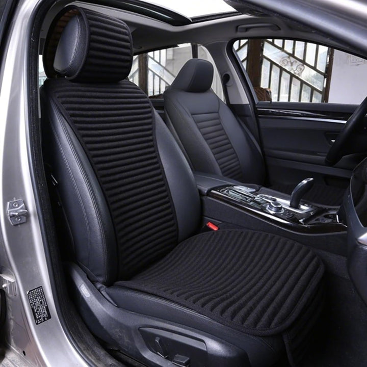 Premium Black Car Seat Covers - Universal Fit, Airbag Compatible, Breathable Buckwheat Hull Fabric for Ultimate Comfort and Cooling