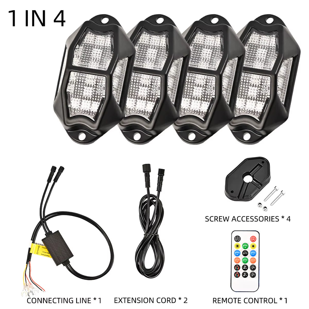 Vibrant LED Rock Lights - Transform Your Truck, SUV, or ATV with Stunning Ambient Illumination!
