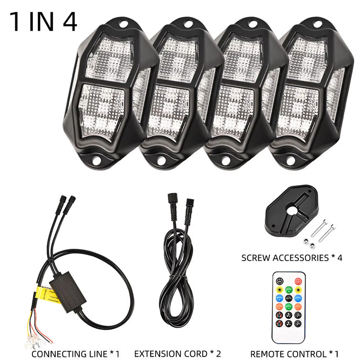 Vibrant LED Rock Lights - Transform Your Truck, SUV, or ATV with Stunning Ambient Illumination!