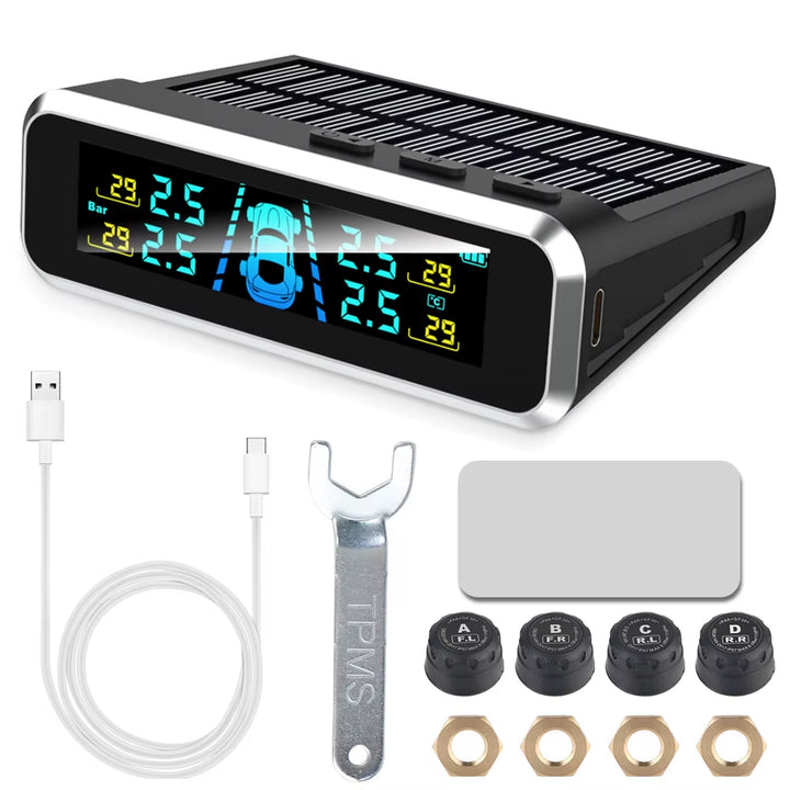 Revolutionary Tire Pressure Monitoring System with 4 External Sensors - Maximize Safety and Performance!