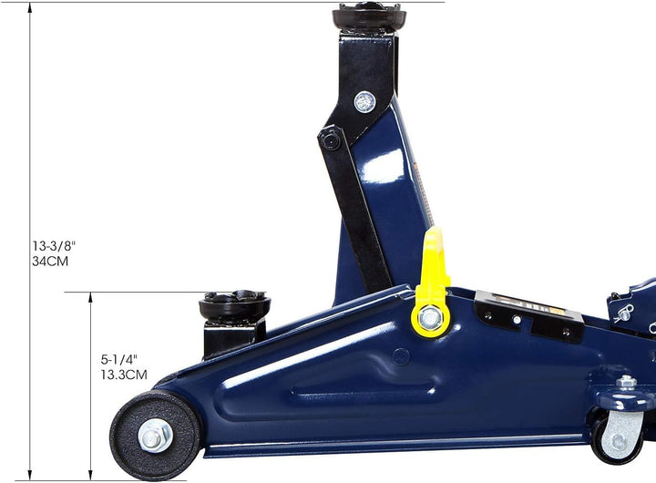 AT82001UR 2 Ton Hydraulic Trolley Floor Jack Combo with 2 Jack Stands - Heavy-Duty Blue Service Set