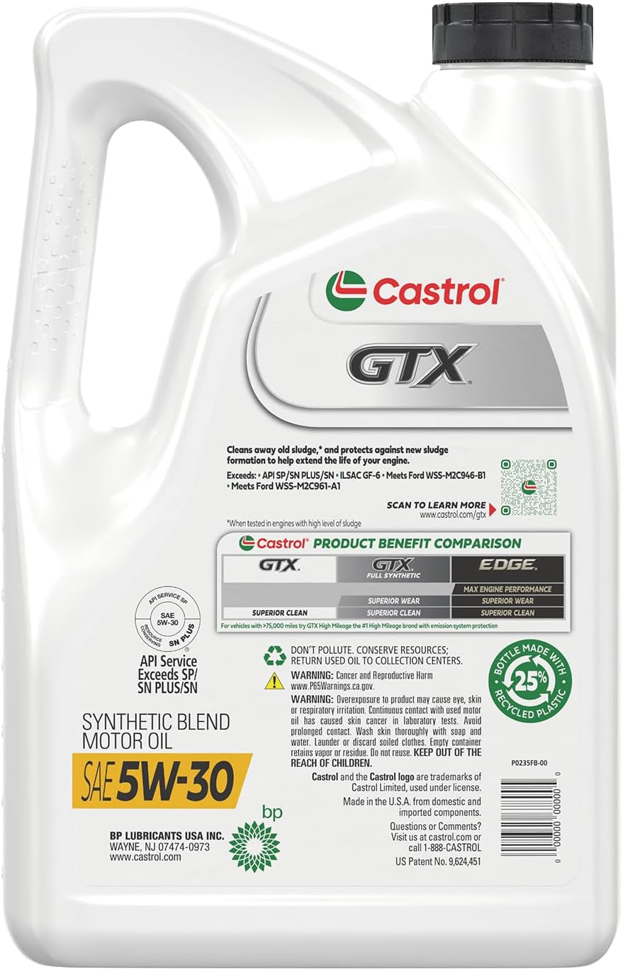 GTX 5W-30 Synthetic Blend Motor Oil - 5 Quarts for Ultimate Engine Protection