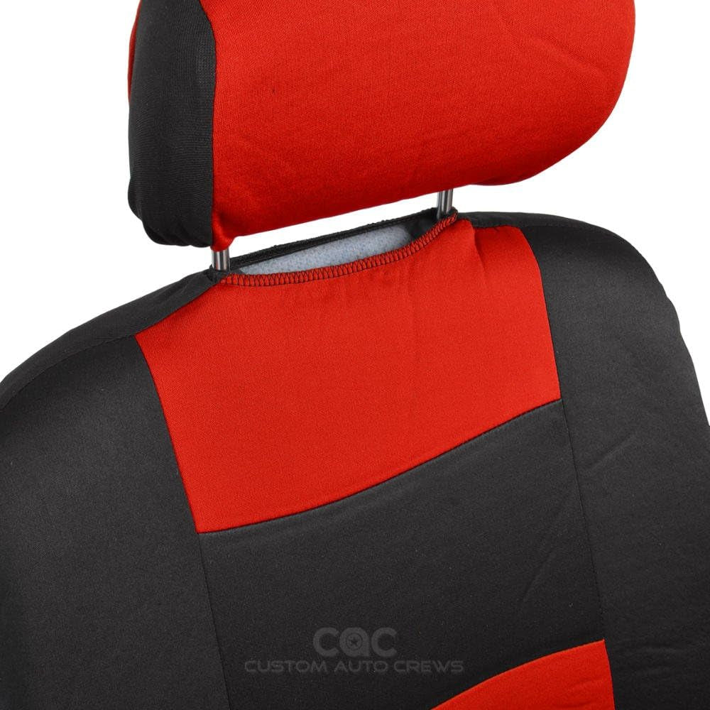 Ultimate Black & Red Car Seat Covers Full Set with All-Weather Rubber Floor Mats - Total Protection for Front & Rear Split Bench Seats