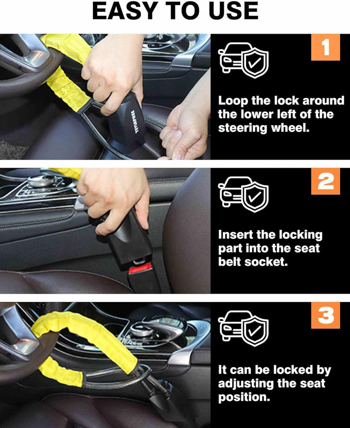 Ultimate Anti-Theft Steering Wheel & Seat Belt Lock - Universal Car Security Device