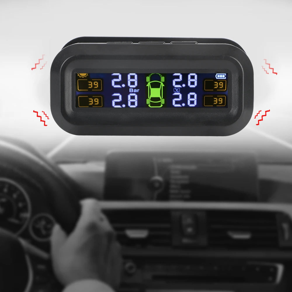 Revolutionary Tire Pressure Monitoring System with 4 External Sensors - Maximize Safety and Performance!