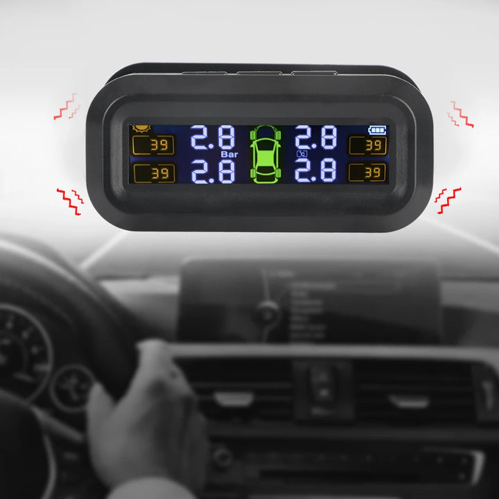 Revolutionary Tire Pressure Monitoring System with 4 External Sensors - Maximize Safety and Performance!