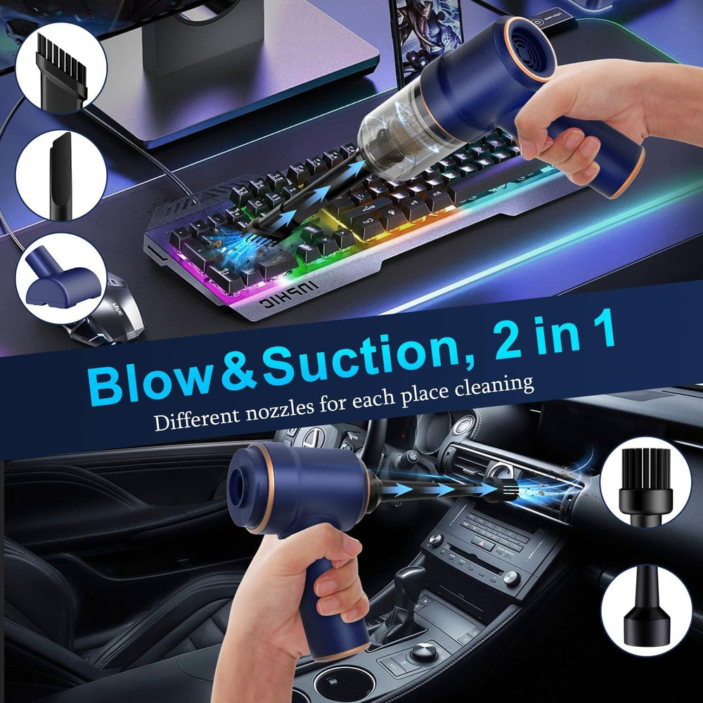 Powerful 9000Pa Handheld Car Vacuum Cleaner with LED Light & Multi-Nozzles - Perfect for Home, Office & Pet Clean-Up!